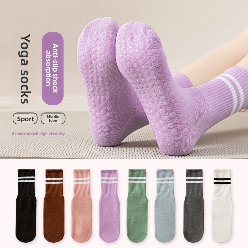 Yoga Pilates Girl - Chaussettes hautes à double rayure pour